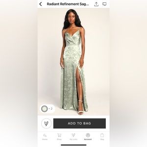 Lulus Sage Green Satin Maxi Dress- Never Worn